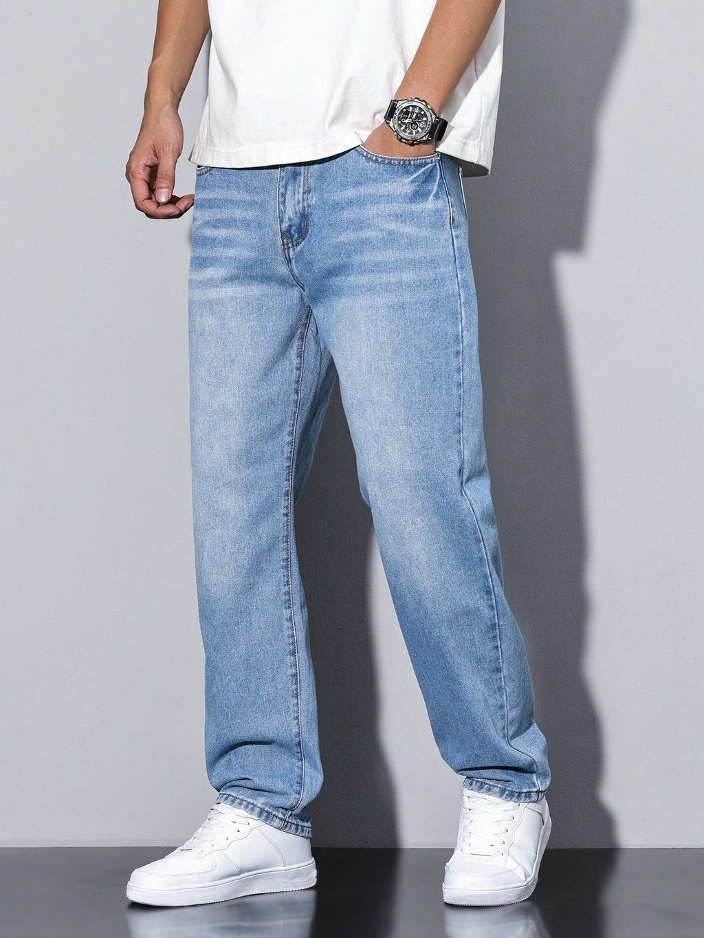 Regular Fit Straight Leg Mid Rise Jeans for Men | Everyday Wear