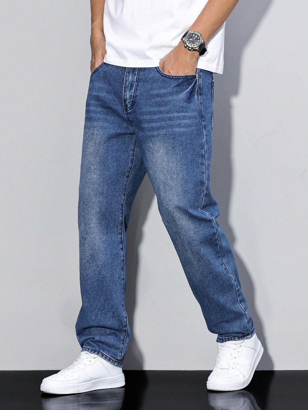 Regular Fit Straight Leg Mid Rise Jeans for Men | Everyday Wear