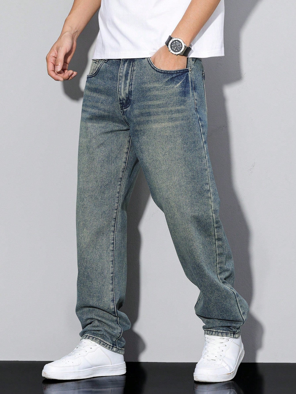 Regular Fit Straight Leg Mid Rise Jeans for Men | Everyday Wear