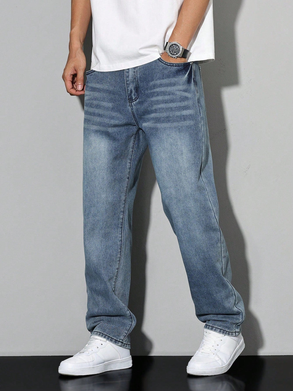 Regular Fit Straight Leg Mid Rise Jeans for Men | Everyday Wear