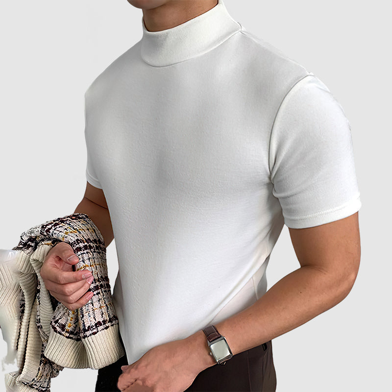Black Stretch Cotton Crew Neck T-Shirt for Men | Short Sleeve