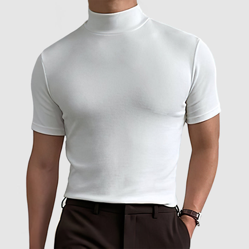 Black Stretch Cotton Crew Neck T-Shirt for Men | Short Sleeve