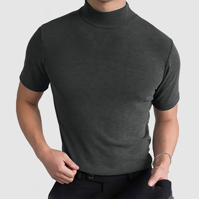 Black Stretch Cotton Crew Neck T-Shirt for Men | Short Sleeve