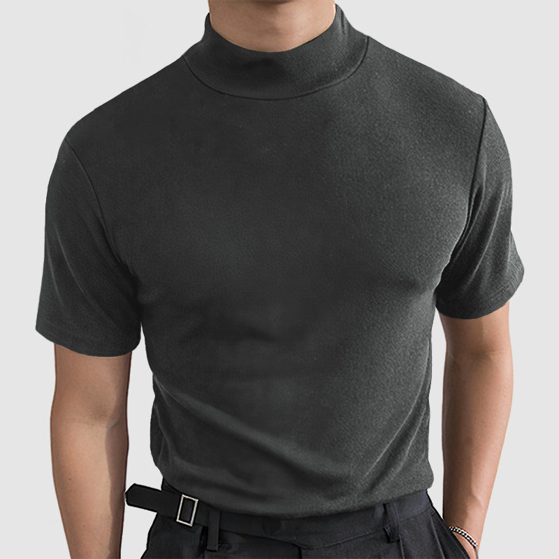 Black Stretch Cotton Crew Neck T-Shirt for Men | Short Sleeve