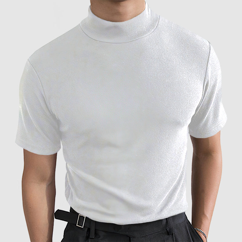 Black Stretch Cotton Crew Neck T-Shirt for Men | Short Sleeve
