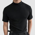Black Stretch Cotton Crew Neck T-Shirt for Men | Short Sleeve