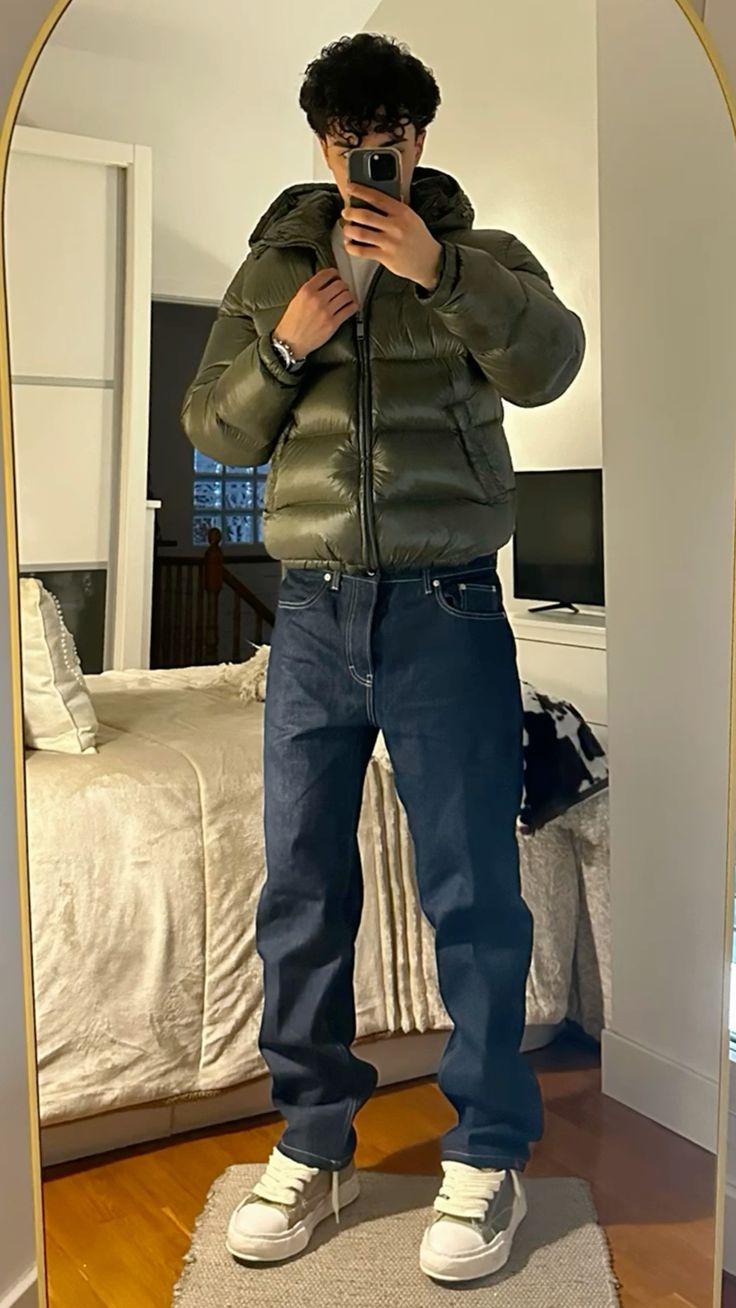 Men's Winter Quilted Jacket | High Hood, Collar, and Pockets