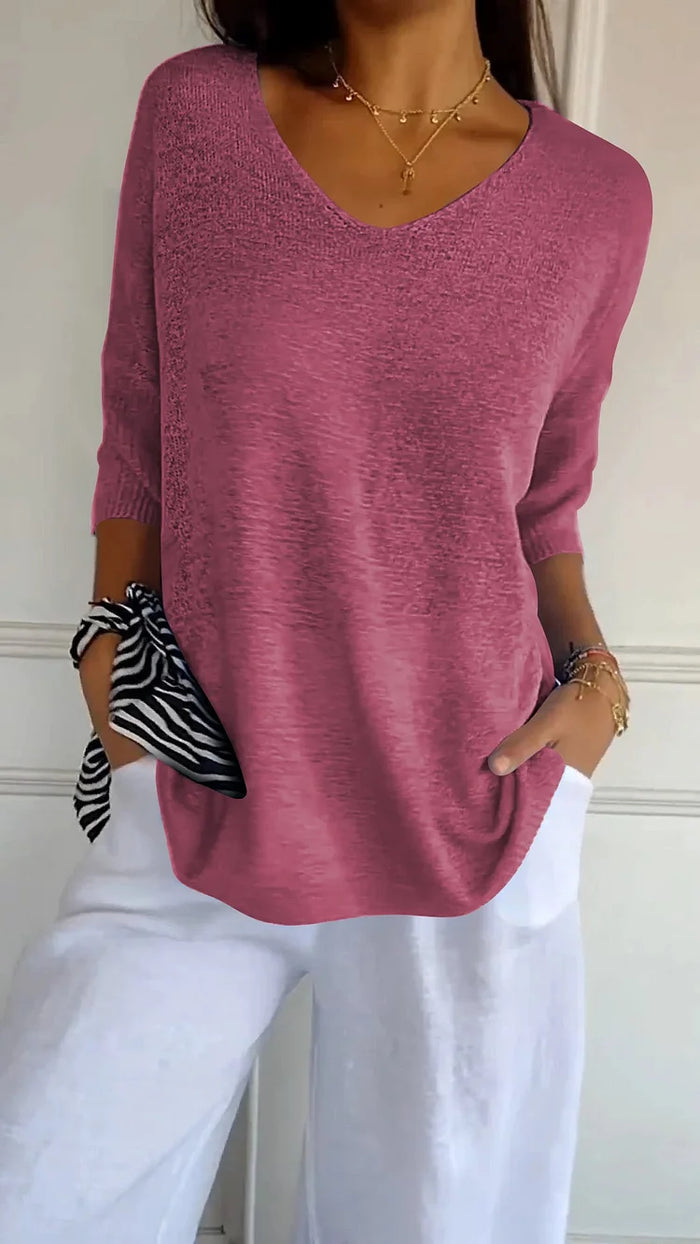 Women's Knit Top with V-Neck | Comfortable