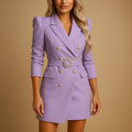 Fitted Blazer Dress with Waist Belt and Button Front for Women | Office Wear