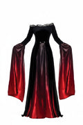 Black Ombré Trumpet Sleeve Vampire Queen Dress for Women | Halloween Costume