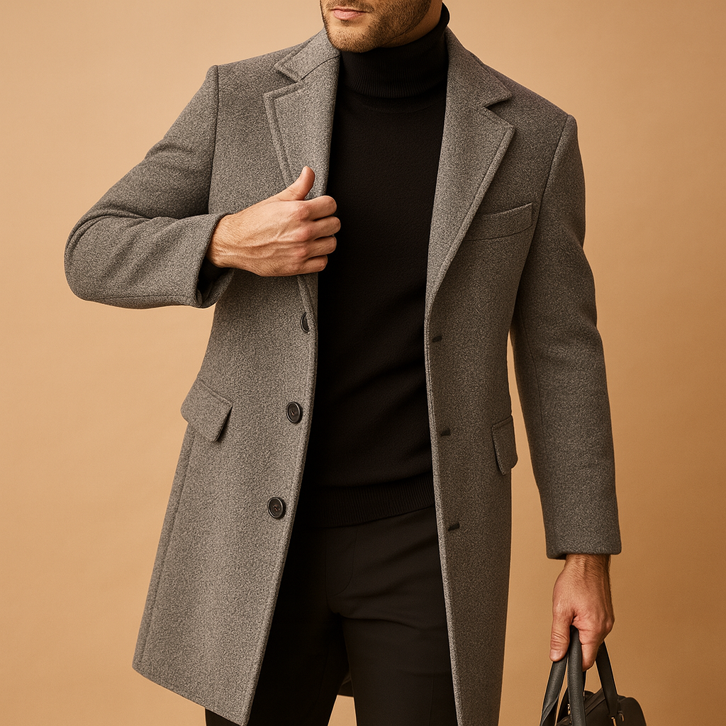 Warm Wool Long Winter Overcoat for Men | Formal Business Wear