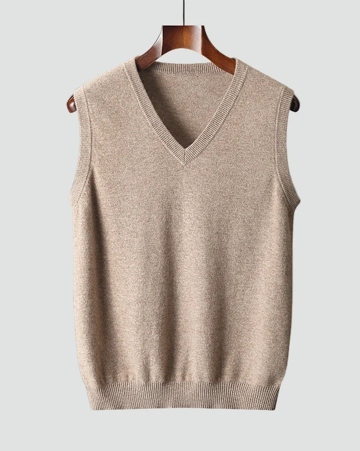 Ribbed Trim Fine Knit V-Neck Sleeveless Sweater Vest for Men