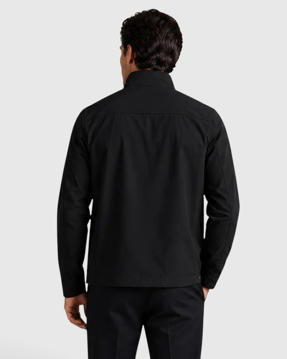 Textured Woven Zip Front Jacket with Structured Collar for Men