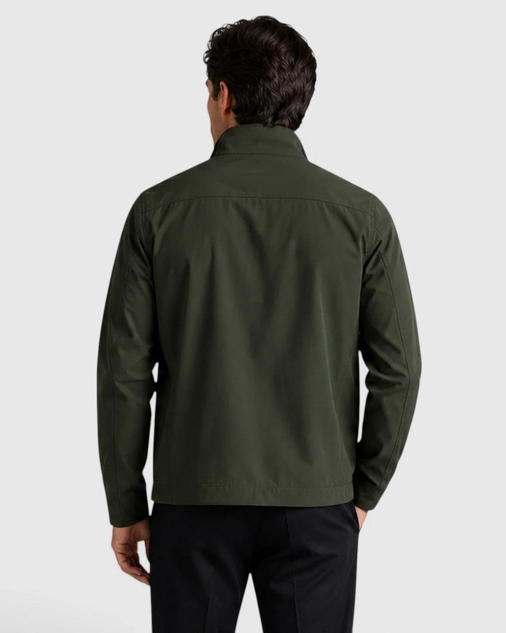 Textured Woven Zip Front Jacket with Structured Collar for Men