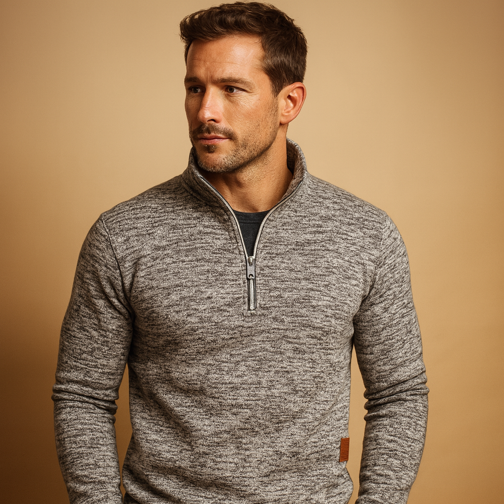 Gray Universal Fit Zip Sweater for Men | Autumn Winter Layer