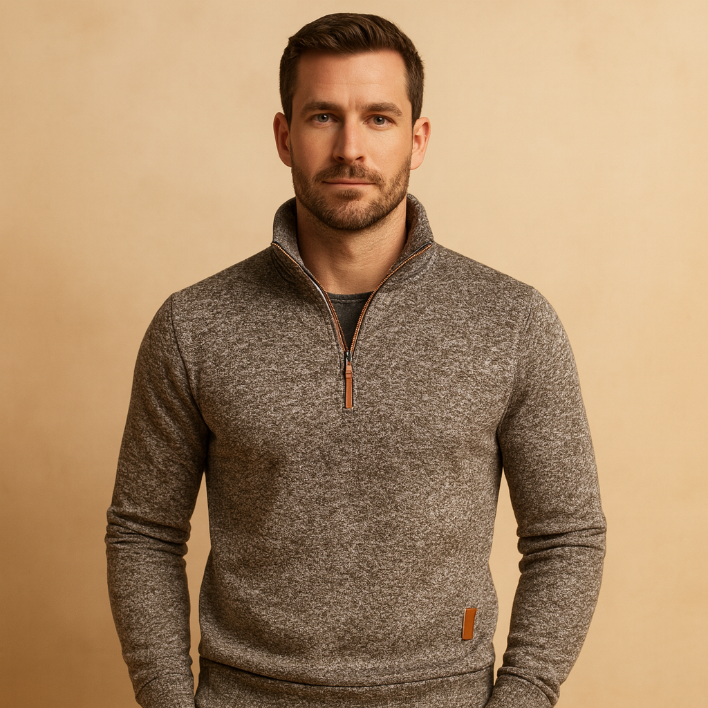 Gray Universal Fit Zip Sweater for Men | Autumn Winter Layer