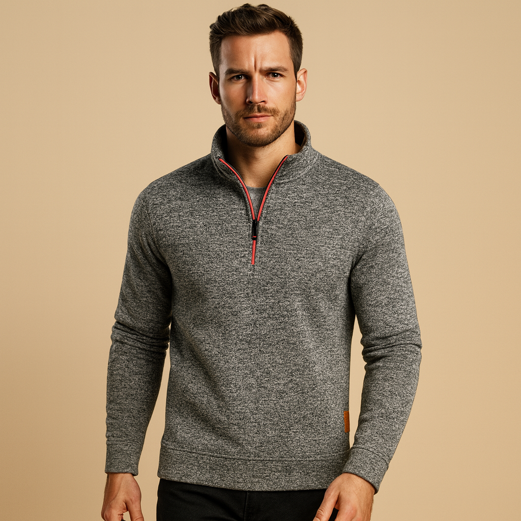 Gray Universal Fit Zip Sweater for Men | Autumn Winter Layer