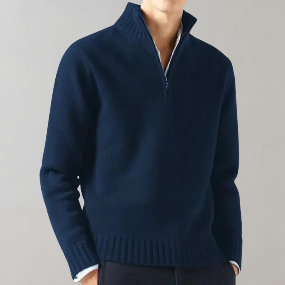 Men's Sweater | Long Sleeve Short Zip Pullover Casual Style