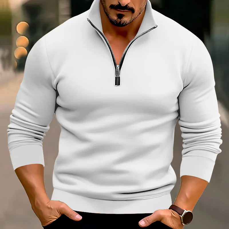 Men's Sweater | Front Zipper with Stand-up Collar Long Sleeves Casual