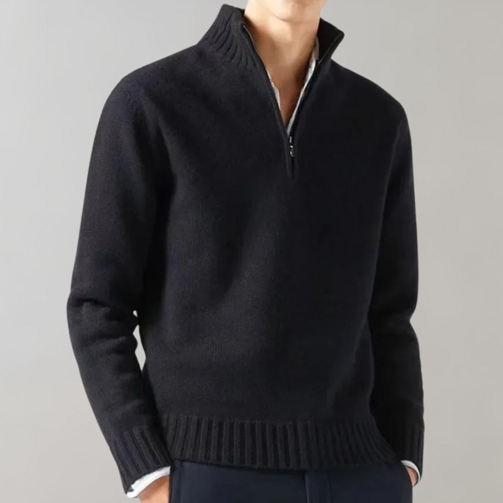 Men's Sweater | Long Sleeve Short Zip Pullover Casual Style