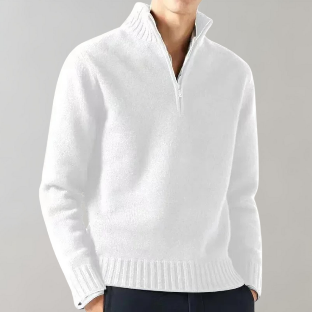 Men's Sweater | Long Sleeve Short Zip Pullover Casual Style