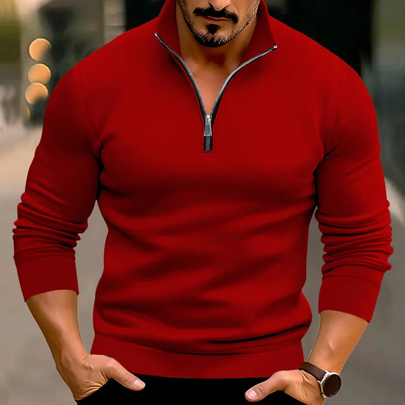 Men's Sweater | Front Zipper with Stand-up Collar Long Sleeves Casual