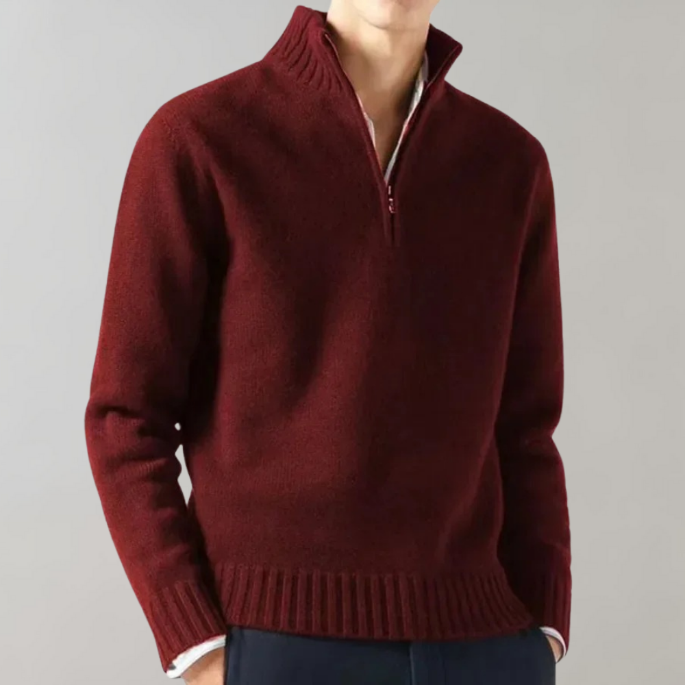 Men's Sweater | Long Sleeve Short Zip Pullover Casual Style