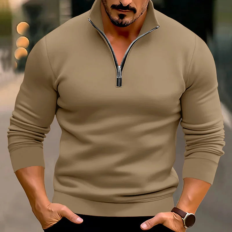 Men's Sweater | Front Zipper with Stand-up Collar Long Sleeves Casual