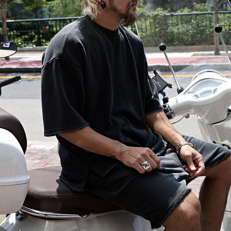 Cotton Crew Neck Tee and Shorts Set for Men | Summer Loungewear