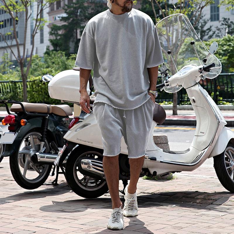 Cotton Crew Neck Tee and Shorts Set for Men | Summer Loungewear