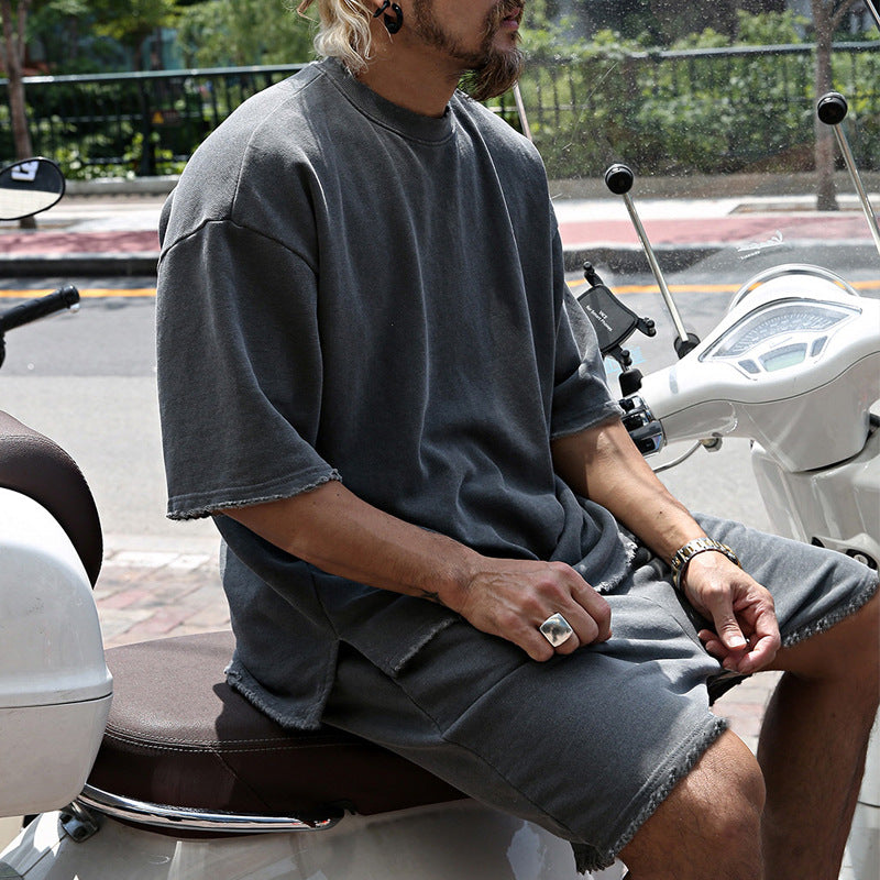 Cotton Crew Neck Tee and Shorts Set for Men | Summer Loungewear