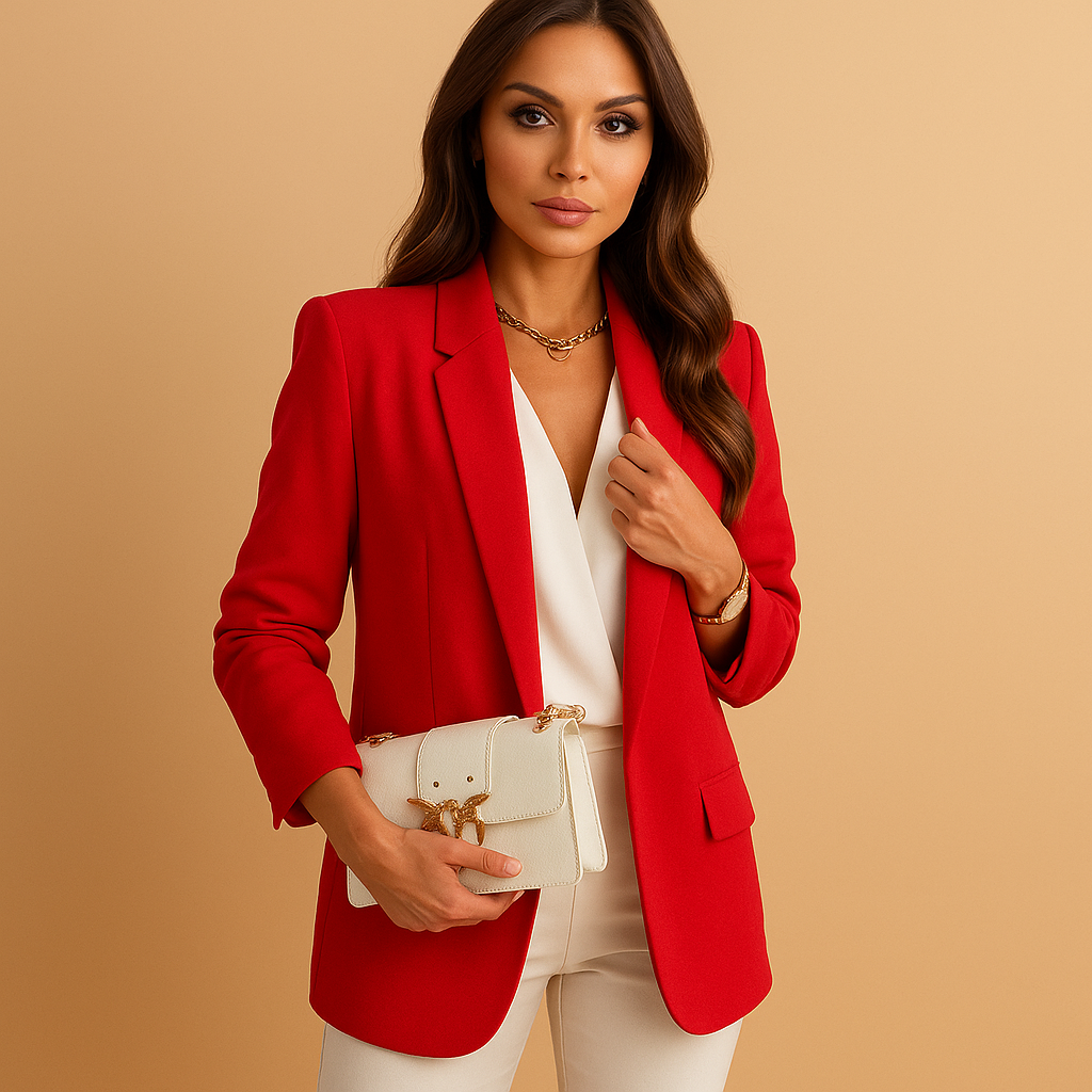 Long Line Tailored Blazer Jacket with Lapel Collar for Women | Business Wear
