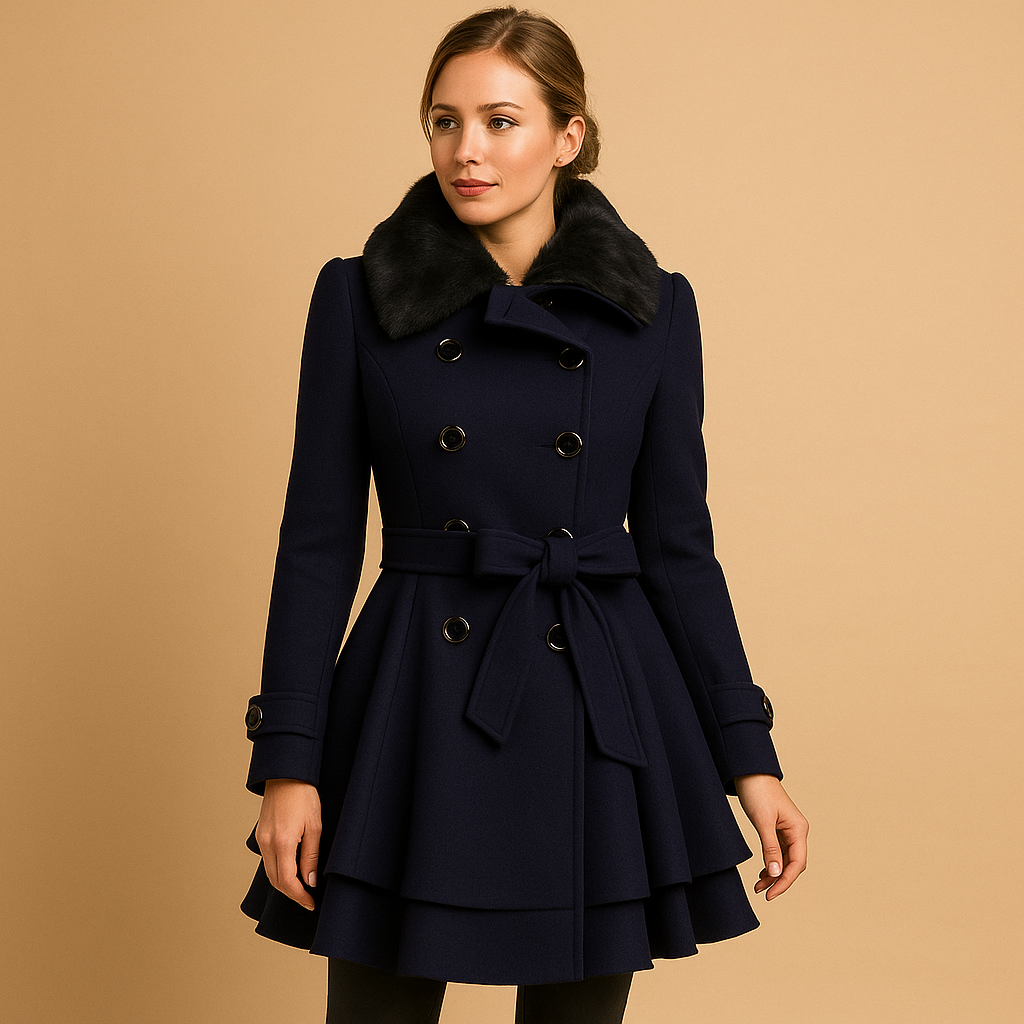 Faux Fur Collar Long Sleeve Winter Coat for Women | Everyday Wear