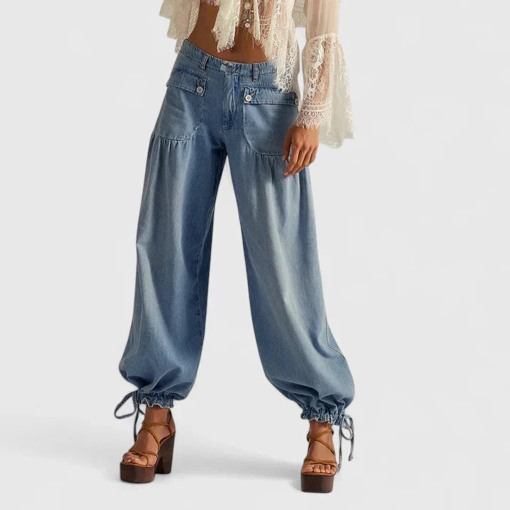 Lightweight Wide Leg Pleated Palazzo Pants with Double Pockets for Women