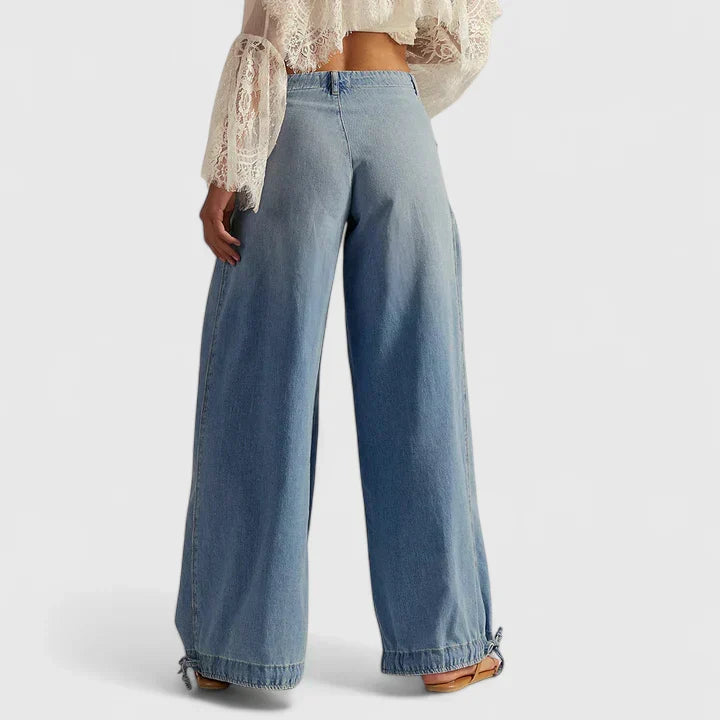 Lightweight Wide Leg Pleated Palazzo Pants with Double Pockets for Women