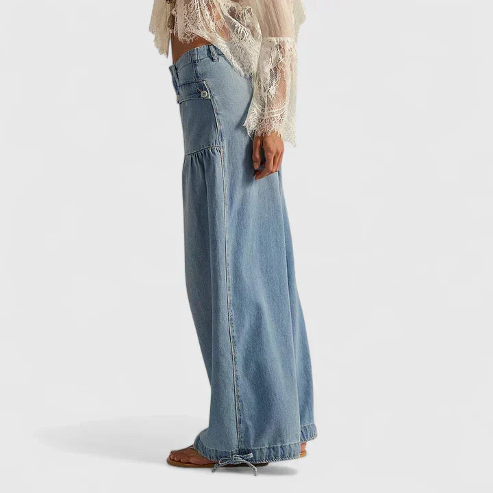 Lightweight Wide Leg Pleated Palazzo Pants with Double Pockets for Women