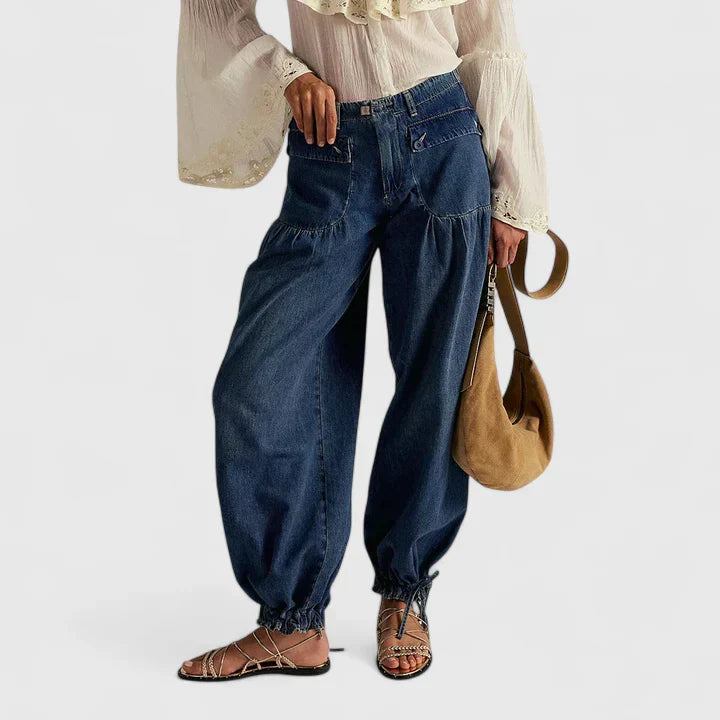 Lightweight Wide Leg Pleated Palazzo Pants with Double Pockets for Women