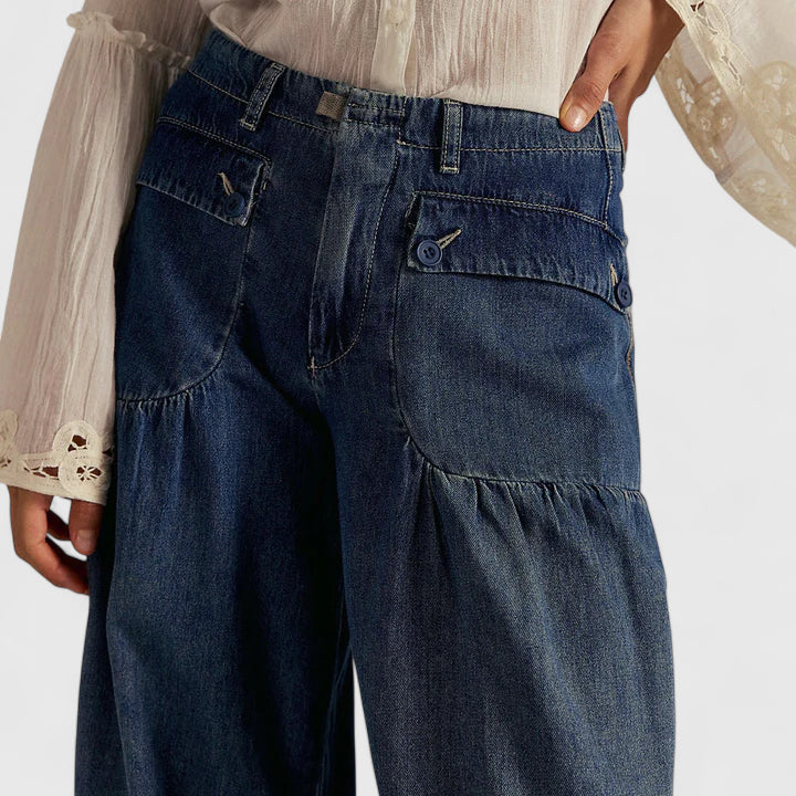 Lightweight Wide Leg Pleated Palazzo Pants with Double Pockets for Women