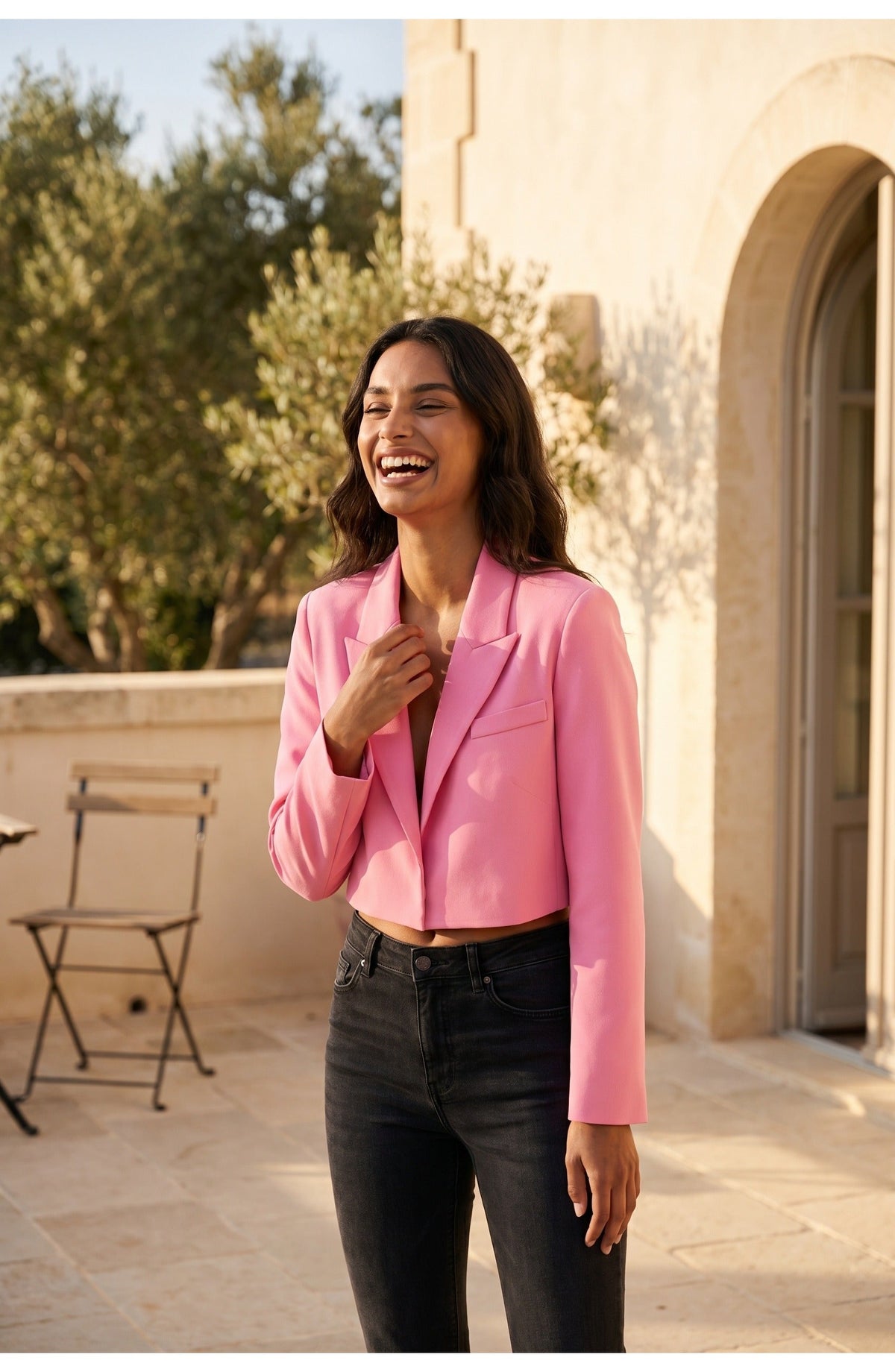 Cropped Lapel Collar Blazer for Women | Office and Cocktail Wear