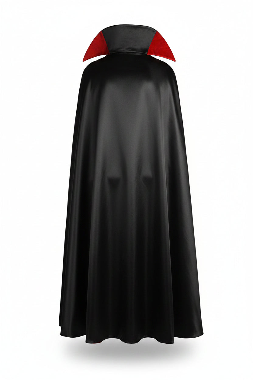 Black and Red Vampire Cape with Stand Collar for Men | Halloween Costume