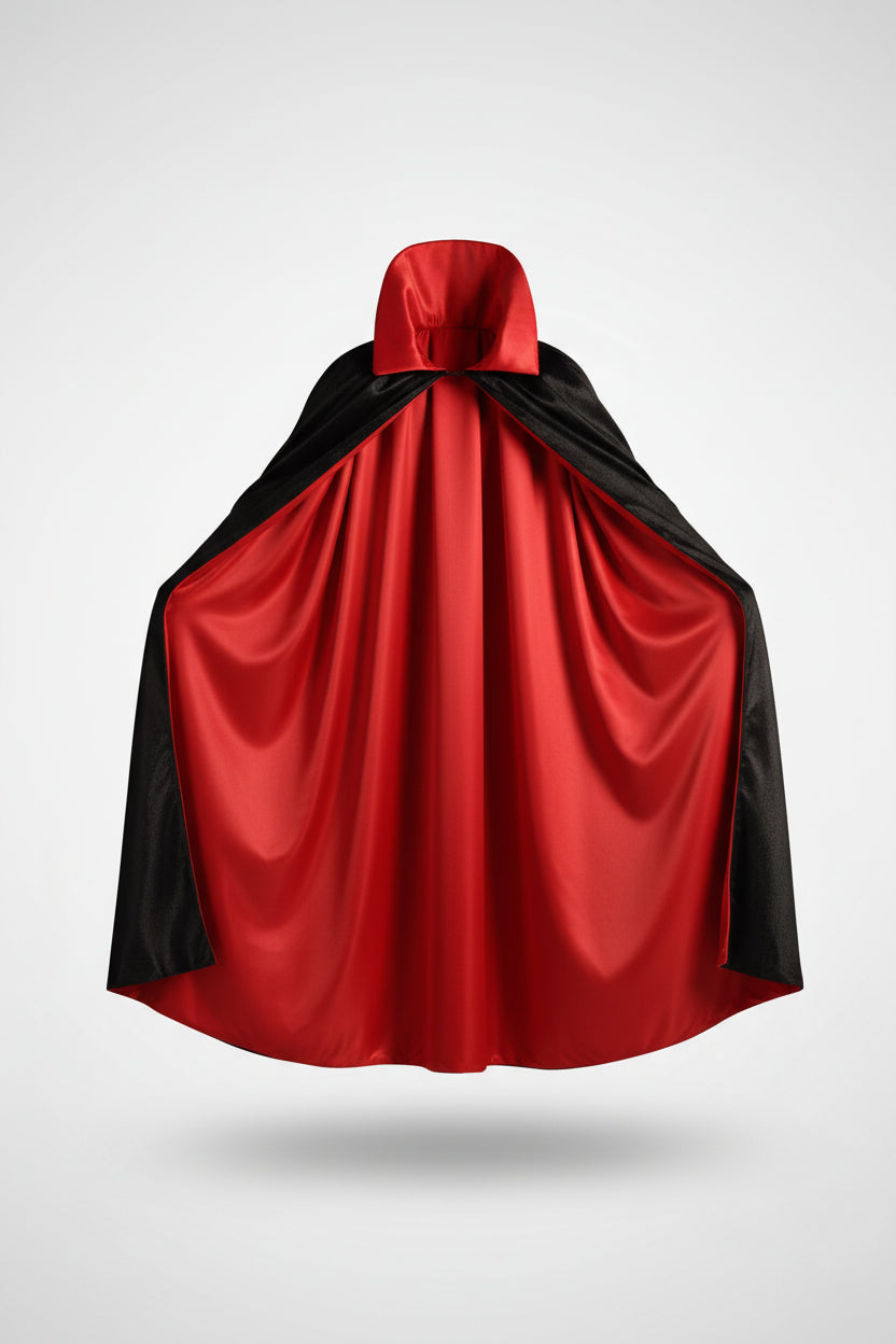 Black and Red Vampire Cape with Stand Collar for Men | Halloween Costume