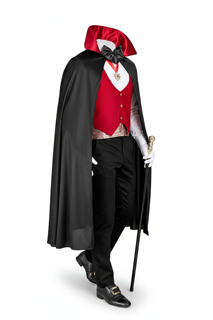 Red Vampire Vest Cape Costume Set with Accessories for Men | Halloween