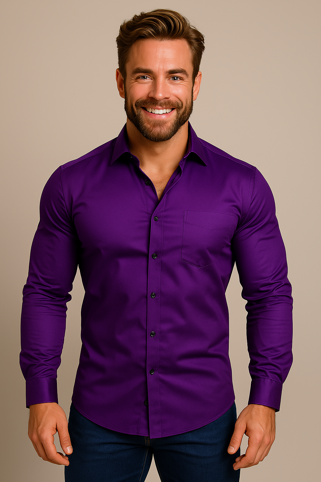Men's Long Sleeve Shirt | Structured Fit Wrinkle-Free