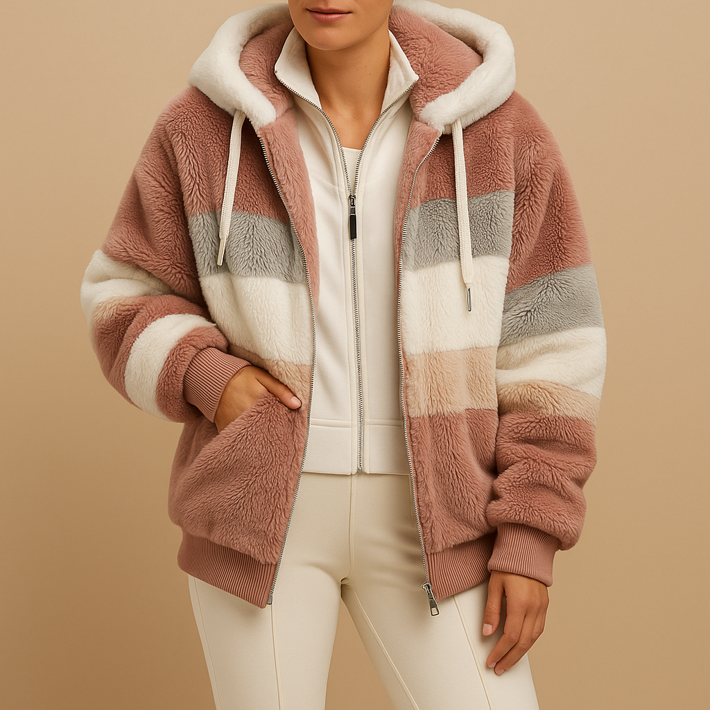 Knitted Loose Fit Retro Style Jacket with Side Pockets for Women