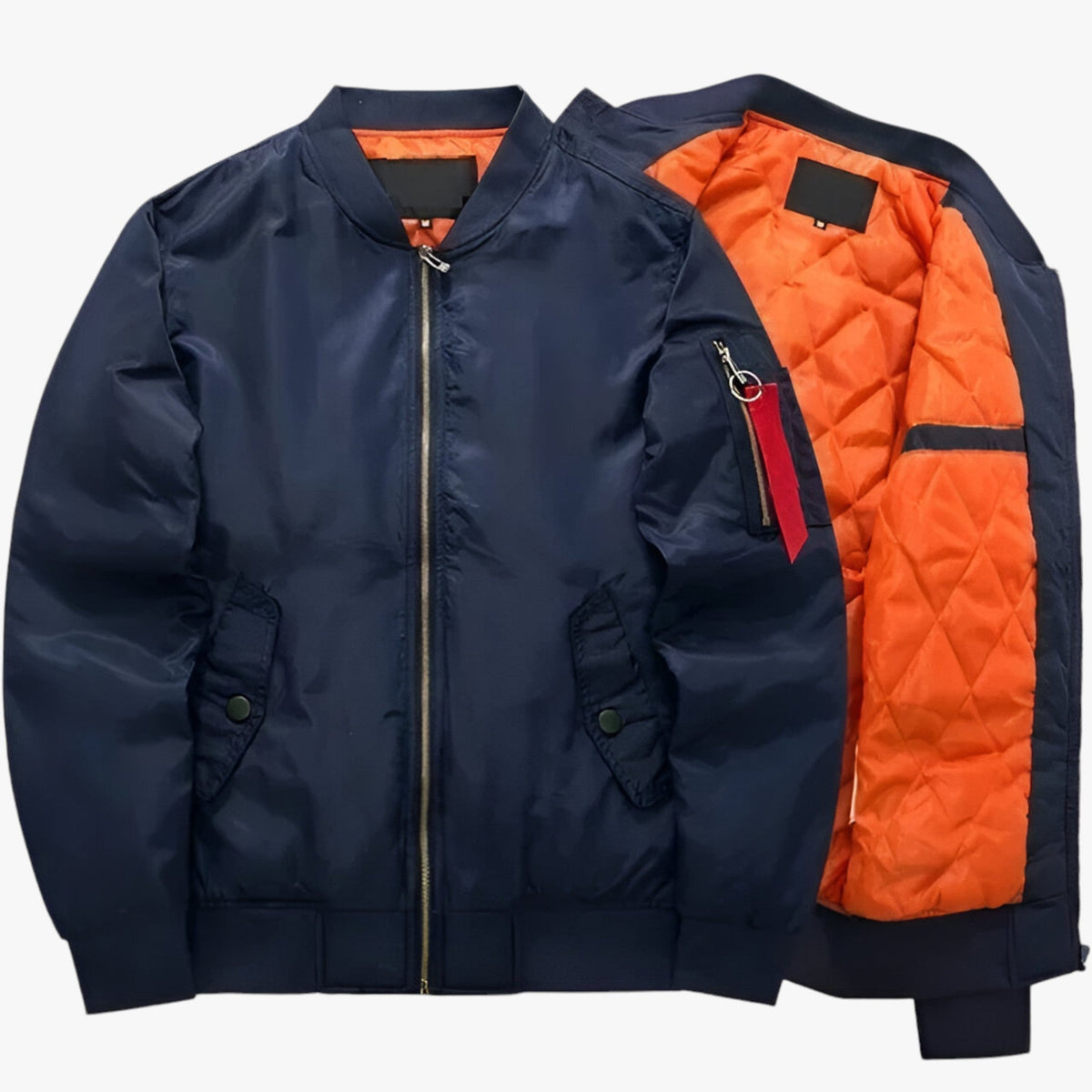 Insulated Ribbed Collar Zip Bomber Jacket for Men | Autumn Wear
