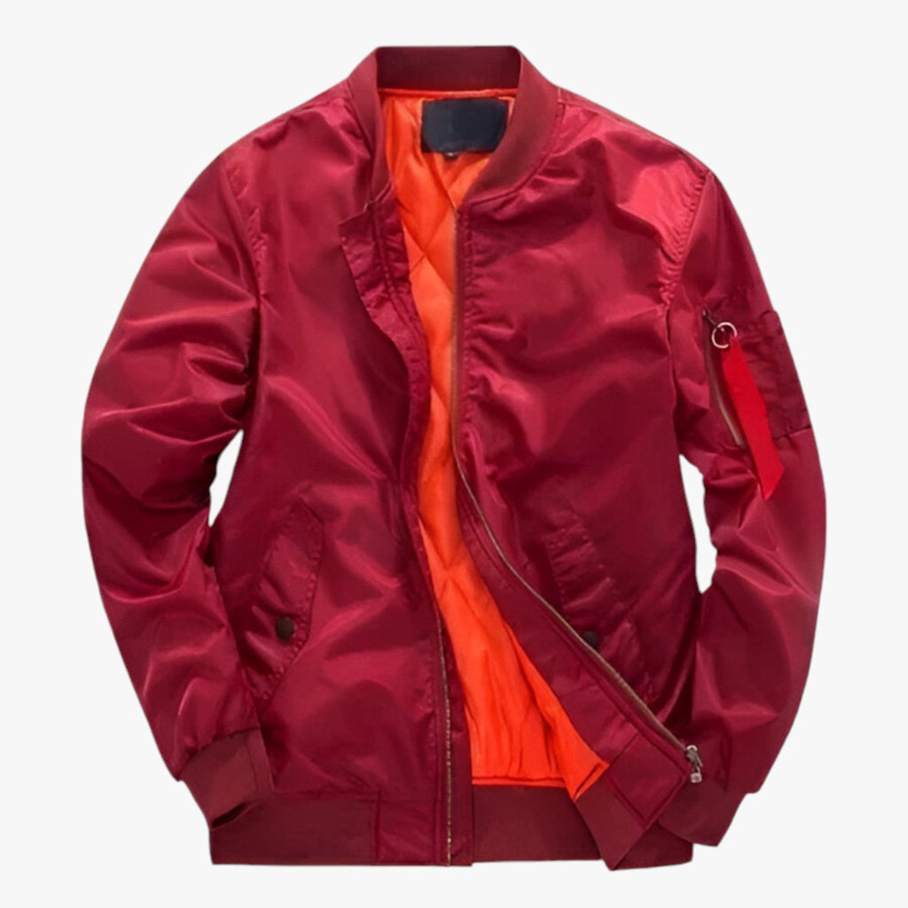 Insulated Ribbed Collar Zip Bomber Jacket for Men | Autumn Wear
