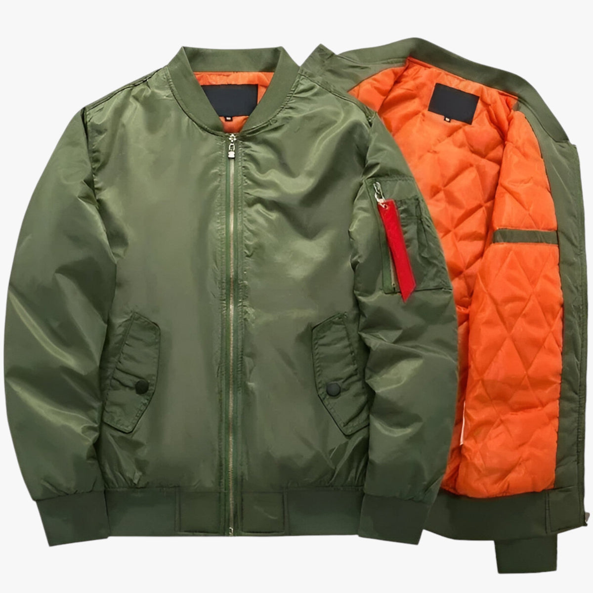 Insulated Ribbed Collar Zip Bomber Jacket for Men | Autumn Wear