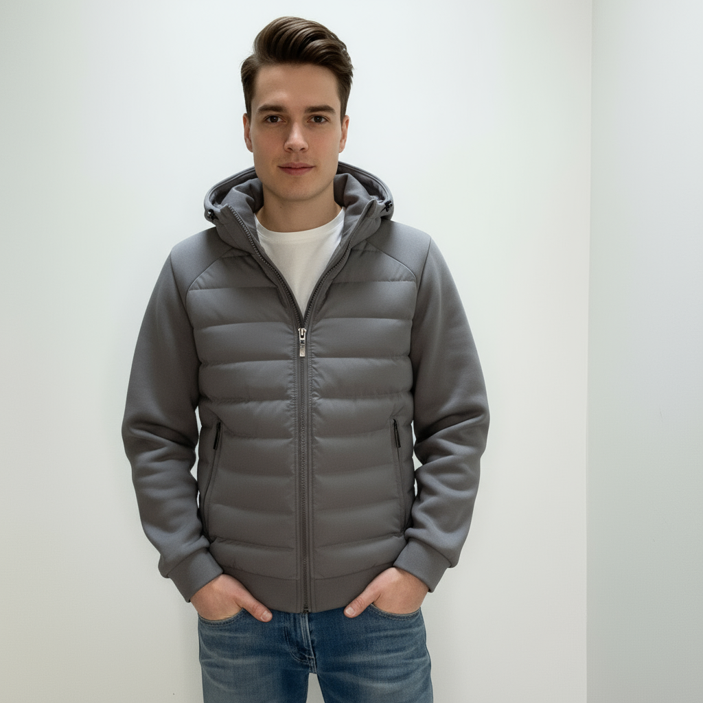 Men's Quilted Jacket | Lightweight Fitted Hoodie