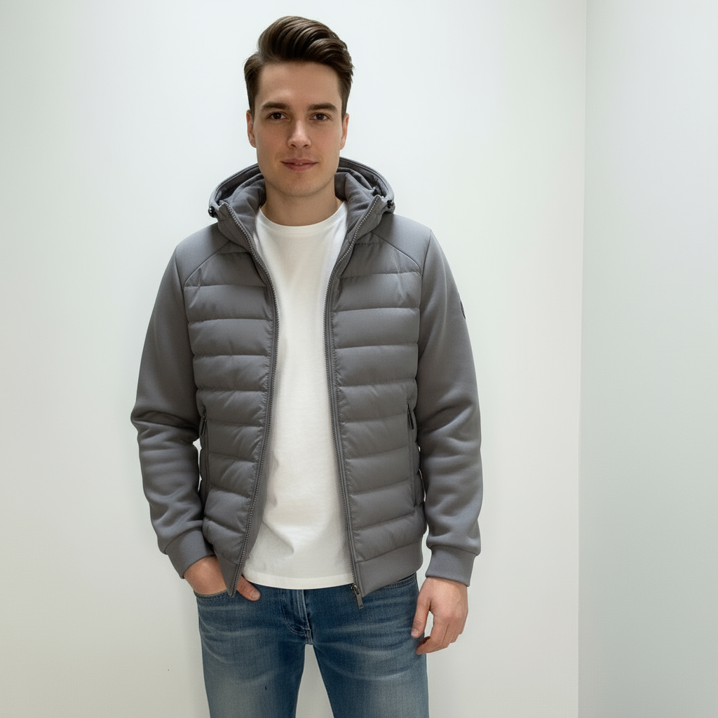 Men's Quilted Jacket | Lightweight Fitted Hoodie
