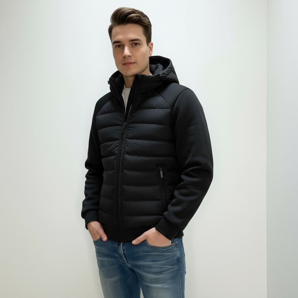 Men's Quilted Jacket | Lightweight Fitted Hoodie